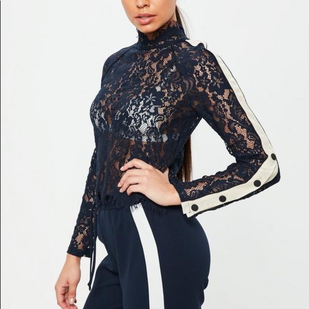 Missguided | Lace Popper Top Blouse